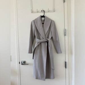 Reiss Cody Longline Wool Belted Coat Grey US4